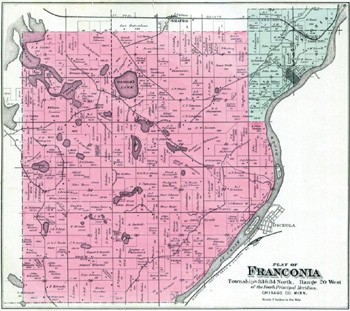 Map is from Plat Book of Chisago County Minnesota, C.M. Foote & Co. 1888